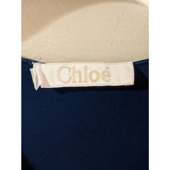 Chloé V-Neck Tie Strap Blouse Women’s Size Small Blue Designer Sleeveless Top - Picture 4 of 13